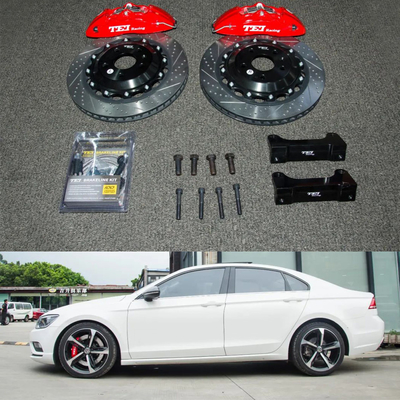 comprare 4 Piston Racing Caliper VW grande Kit di freno 355 * 28 MM High Carbon Disc Racing e pastiglie dei freni per Lamando 18 pollici Rim fabbricazione online