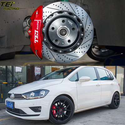Kit freno frontale grande 4 piston caliper con 330x28mm rotore sistema di frenatura automatica per Volkswagen Golf Sport 17 pollici Car Rim